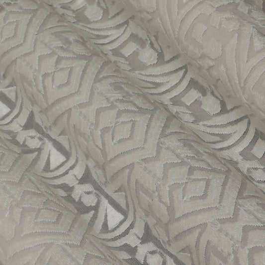 White Color Georgette Embroidery Fabric