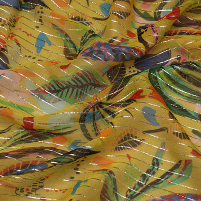 Multi Color Chiffon Lurex Hydra Print Fabric