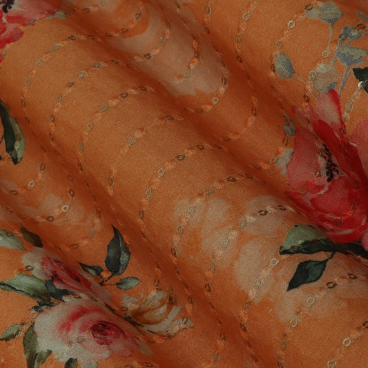 Colored COTTON PRINT EMBROIDERY Fabric