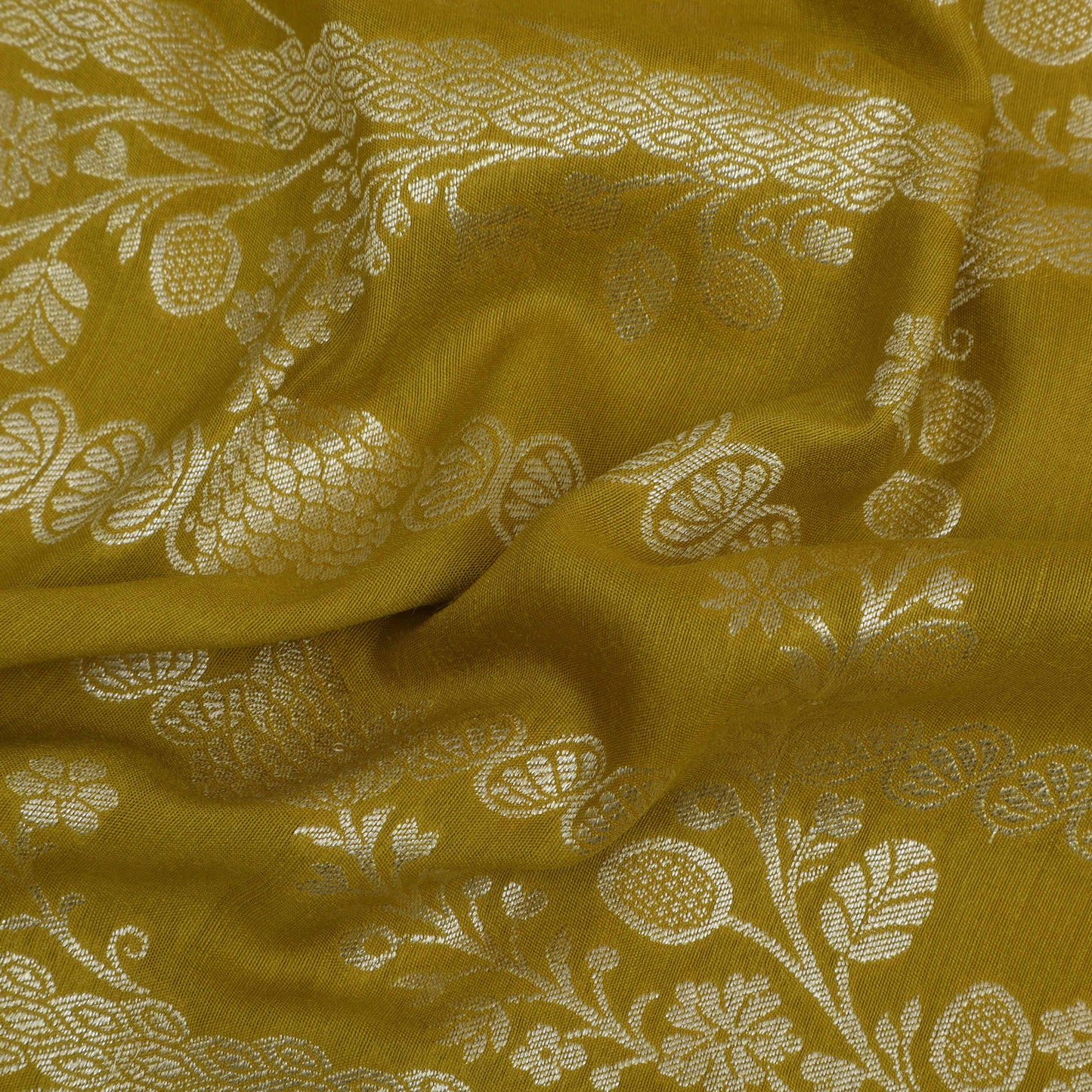 Mehndi Green Color Munga Brocade Fabric