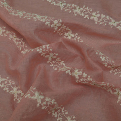 PINK Color MulMul Embroidery Fabric