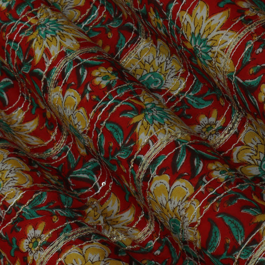 Multi-Color Cotton Print Gota Work Fabric