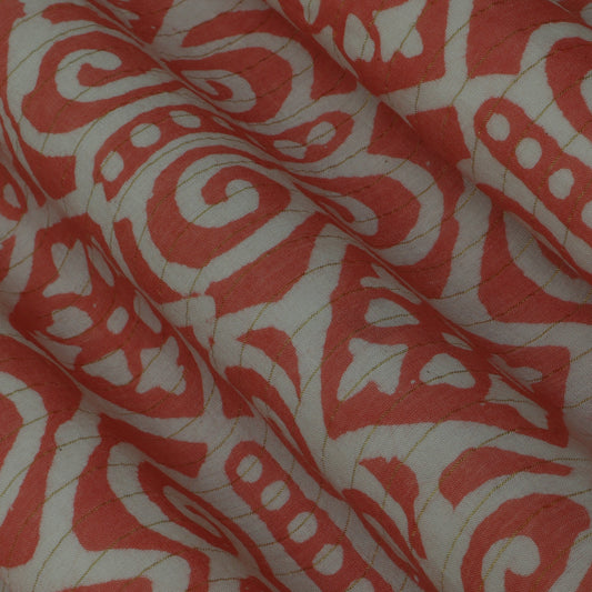 PEACH Color Cotton Jaquard Batik Print Fabric