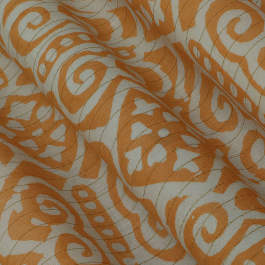 Orange. Color Cotton Jaquard Batik Print Fabric