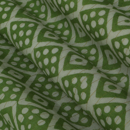 Green Color Cotton Jaquard Batik Print Fabric