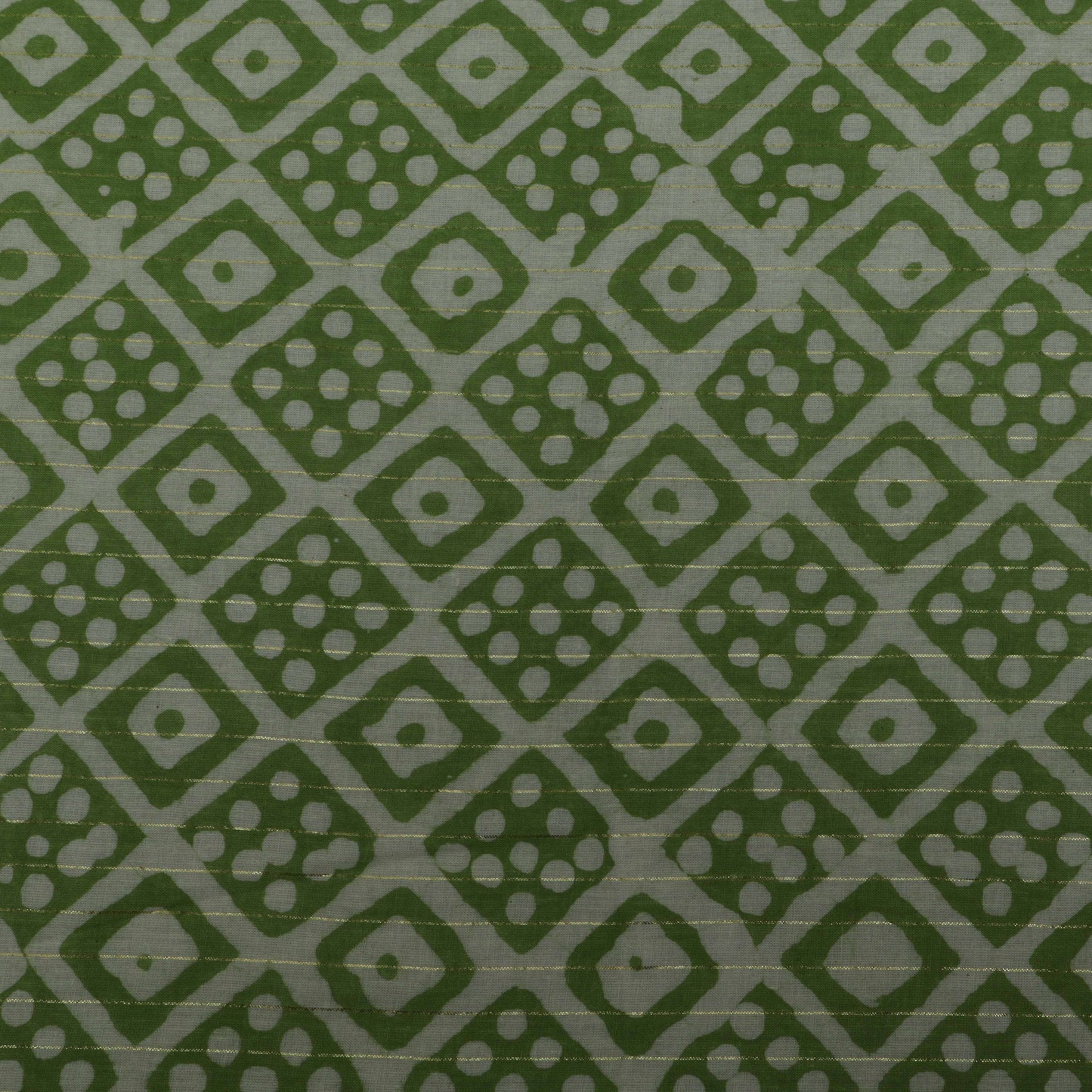 Green Color Cotton Jaquard Batik Print Fabric