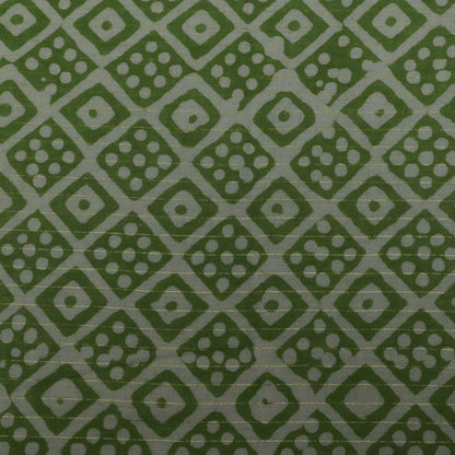 Green Color Cotton Jaquard Batik Print Fabric