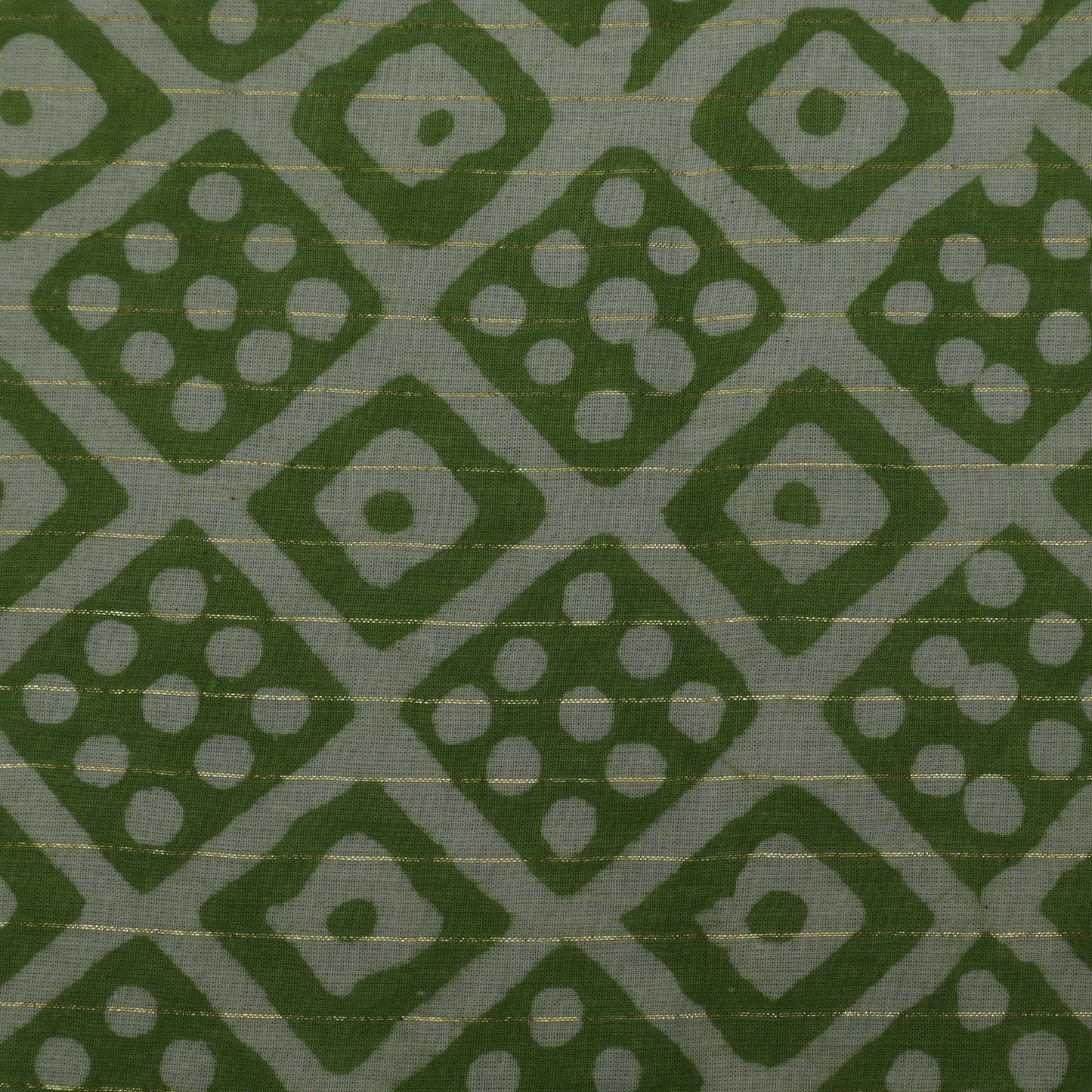 Green Color Cotton Jaquard Batik Print Fabric