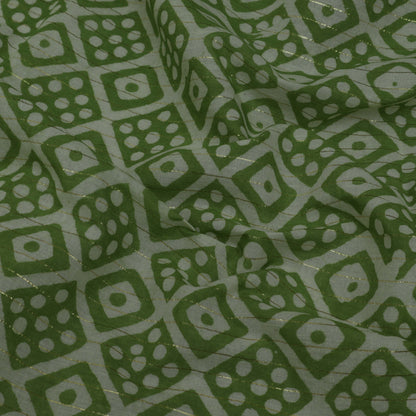 Green Color Cotton Jaquard Batik Print Fabric