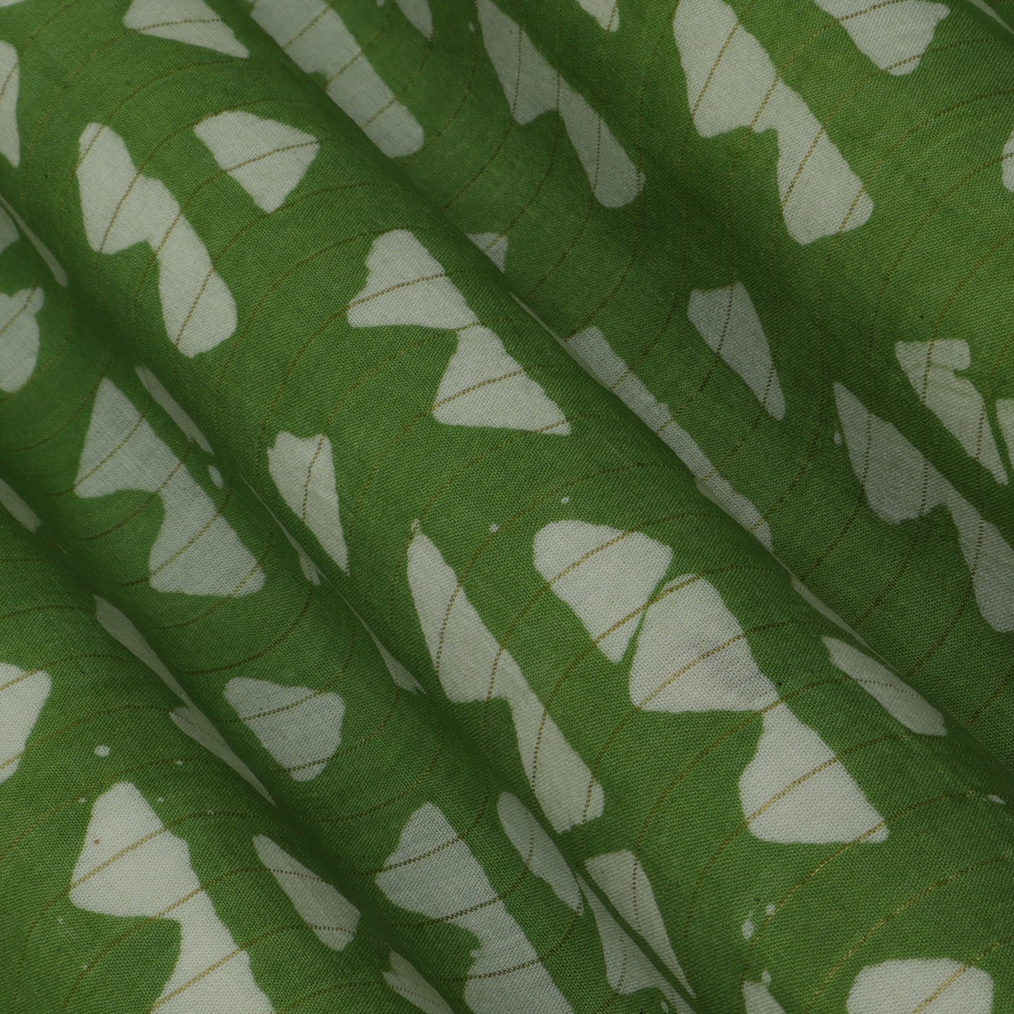 Green Color Cotton Jaquard Batik Print Fabric