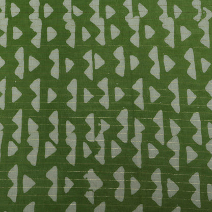 Green Color Cotton Jaquard Batik Print Fabric