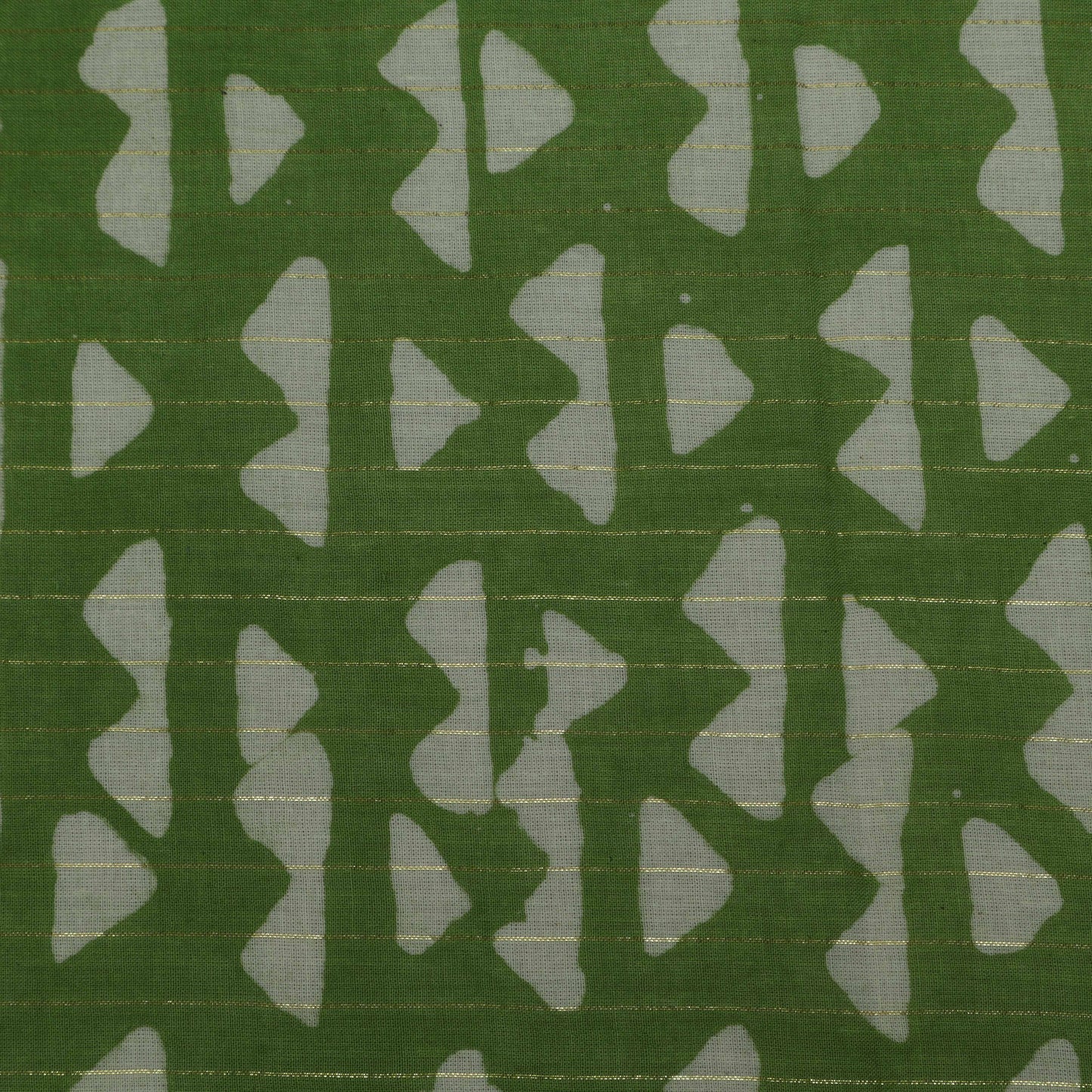 Green Color Cotton Jaquard Batik Print Fabric