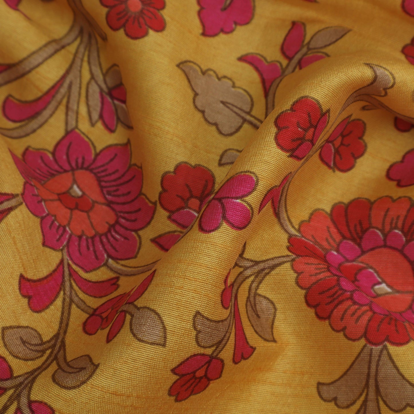 Slub Chanderi Print Fabric