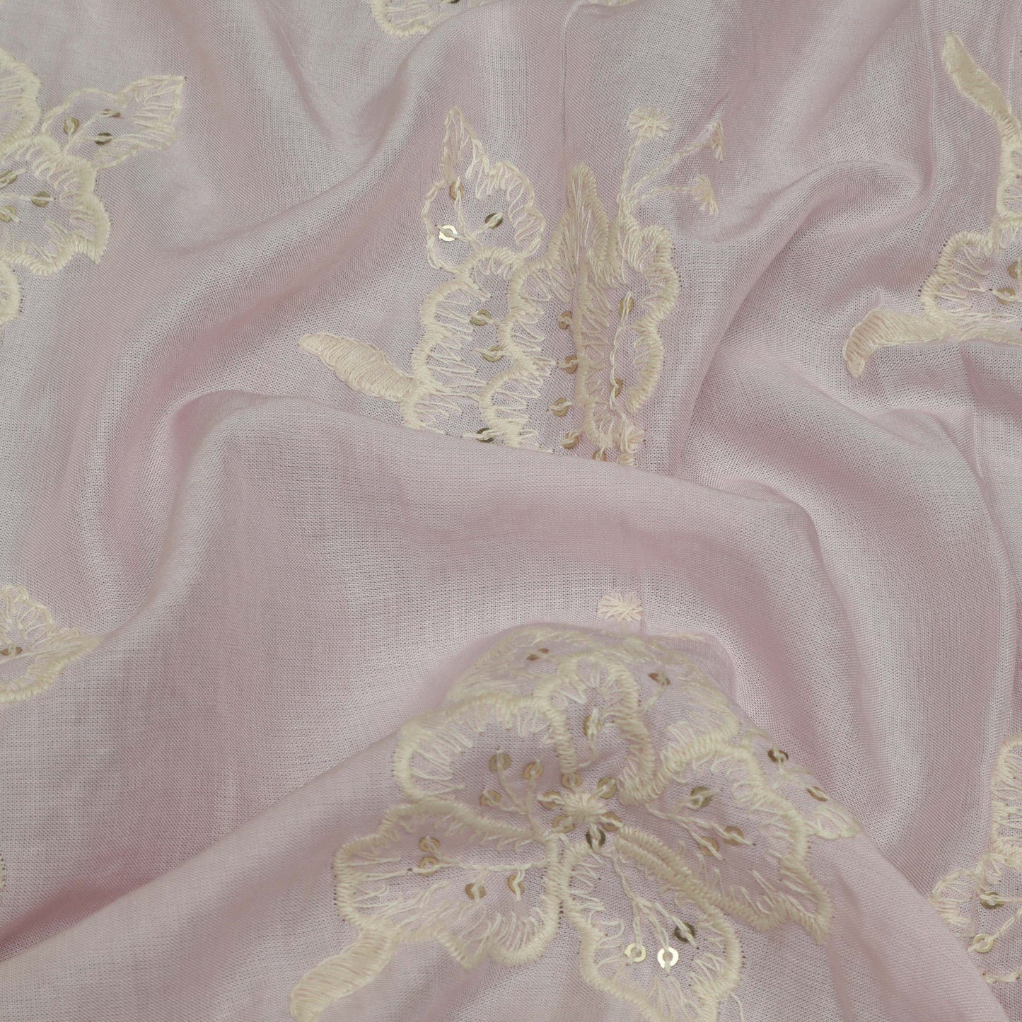 PINK Color Modal Cotton Embroidery Fabric