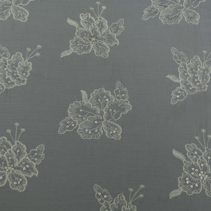 Grey Color Modal Cotton Embroidery Fabric