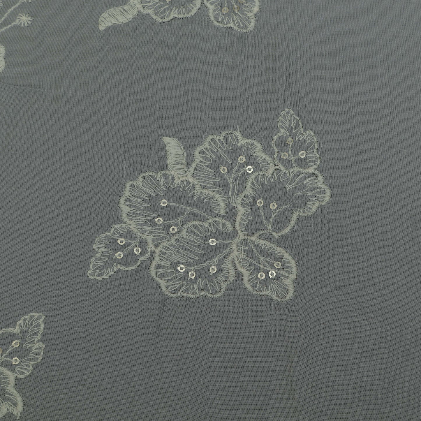 Grey Color Modal Cotton Embroidery Fabric