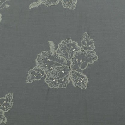 Grey Color Modal Cotton Embroidery Fabric