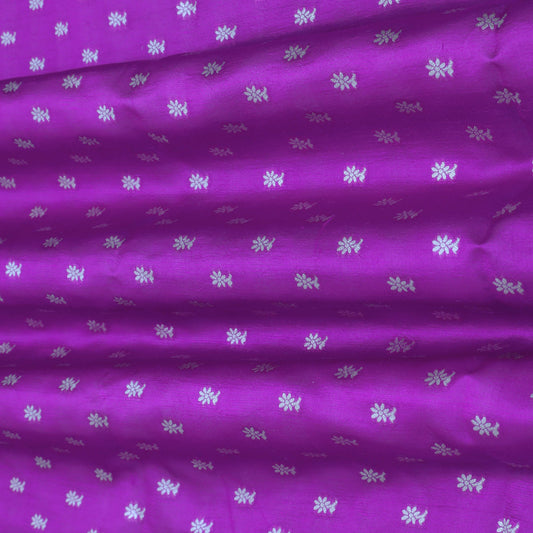 Purple Color Silk Booti Fabric