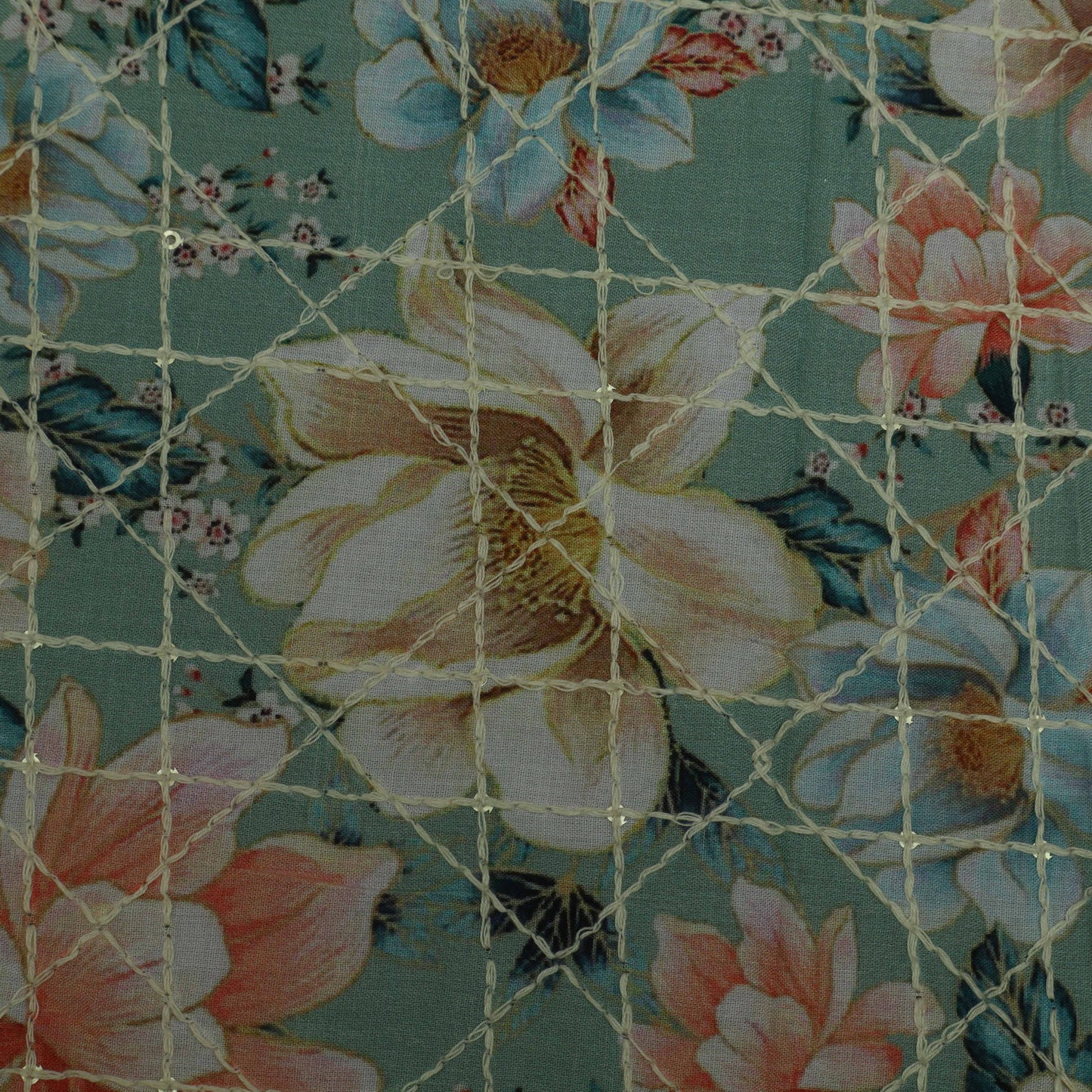 Multi-Color Muslin Print Embroidery Fabric