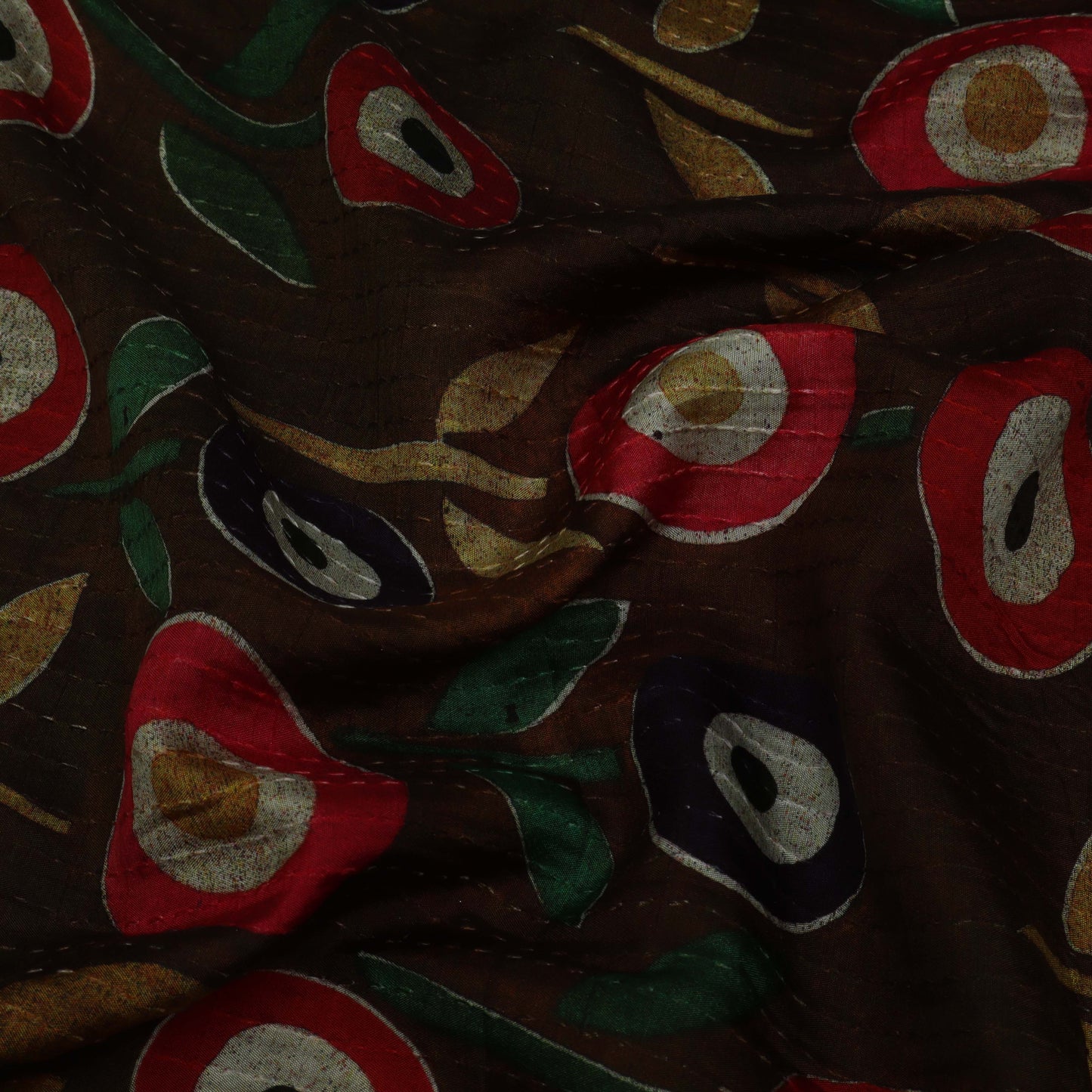 Multi-Color Nokia Print Katha Work Fabric