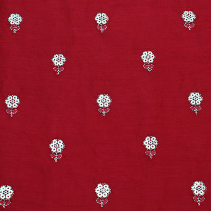 RED Color Nokia Silk Booti Fabric