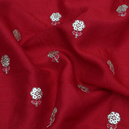 RED Color Nokia Silk Booti Fabric