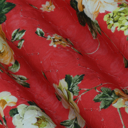 Multi-Color MulMul silk Print Embroidery Fabric