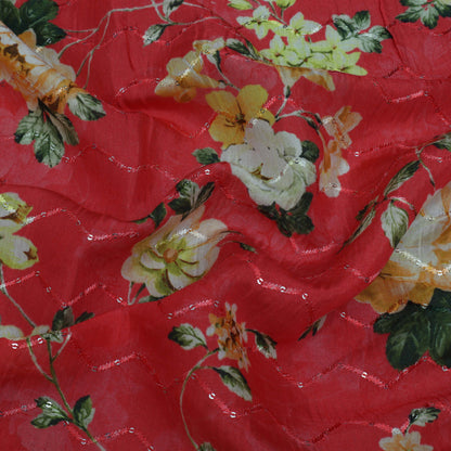 Multi-Color MulMul silk Print Embroidery Fabric