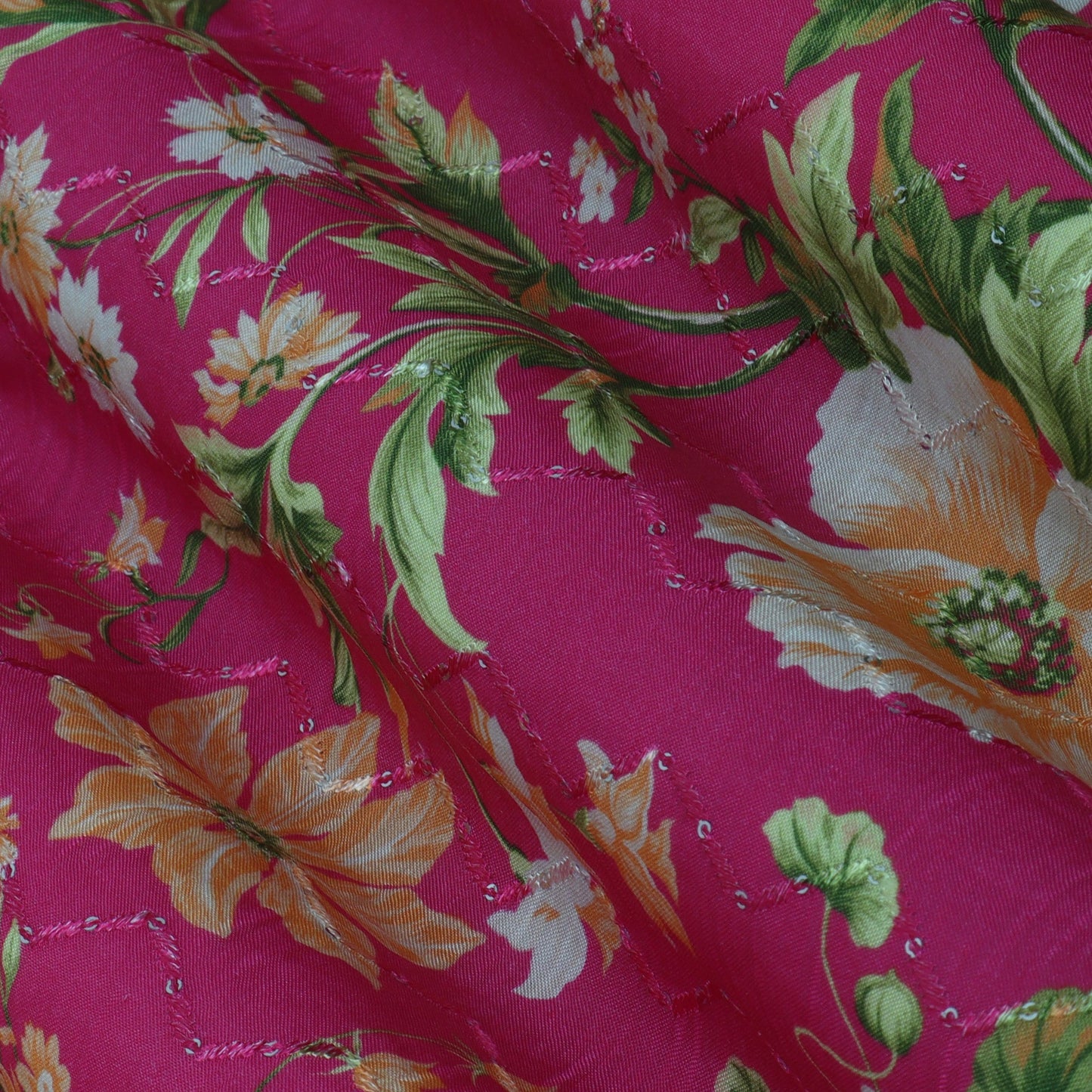 Multi-Color MulMul silk Print Embroidery Fabric