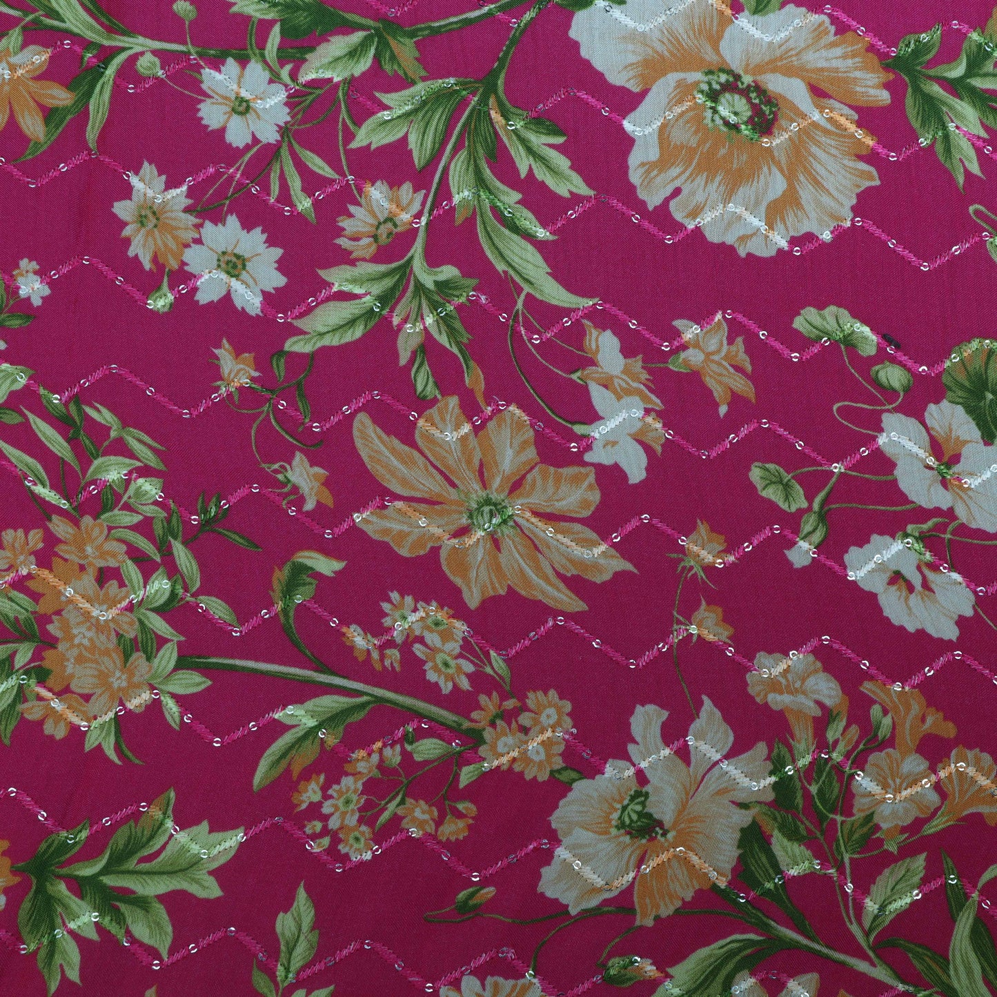Multi-Color MulMul silk Print Embroidery Fabric