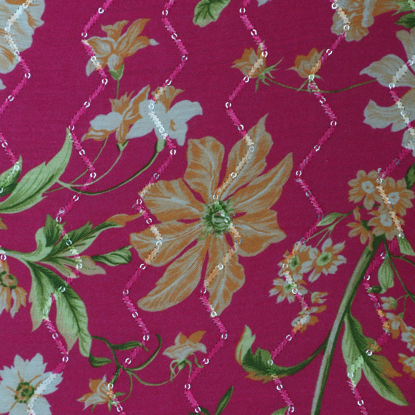 Multi-Color MulMul silk Print Embroidery Fabric
