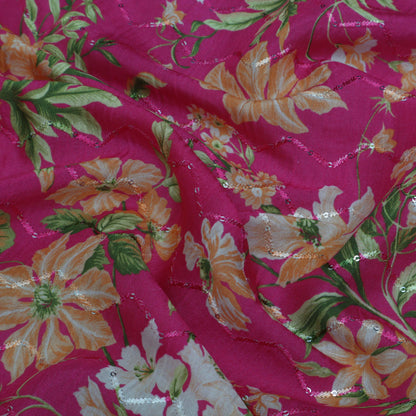 Multi-Color MulMul silk Print Embroidery Fabric