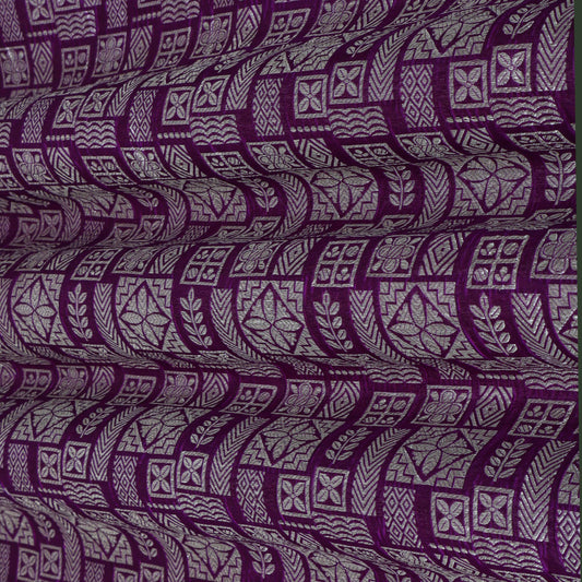 PURPLE Color Chaudani brocade Fabric