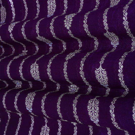 PURPLE Color Katan Dupion Silk Brocade Fabric