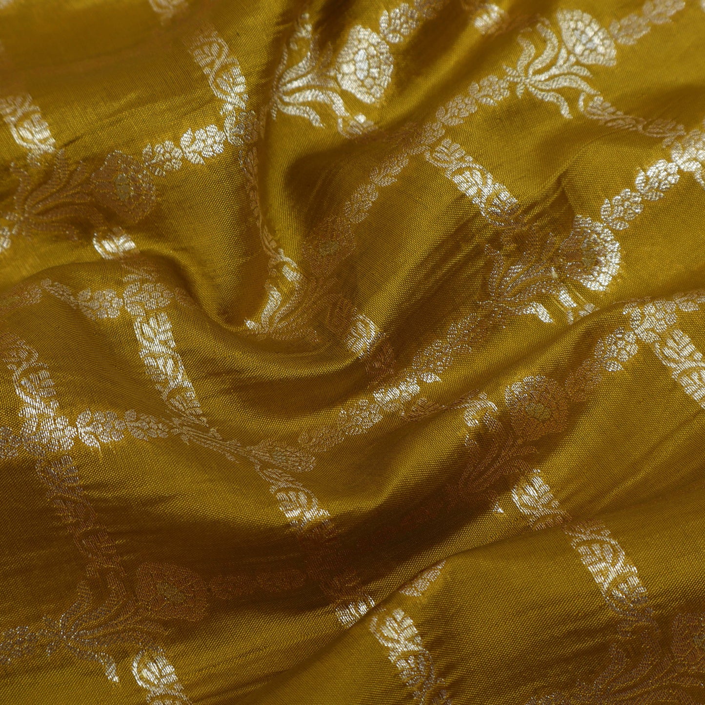 Mustard Color Katan Dupion Silk Brocade Fabric