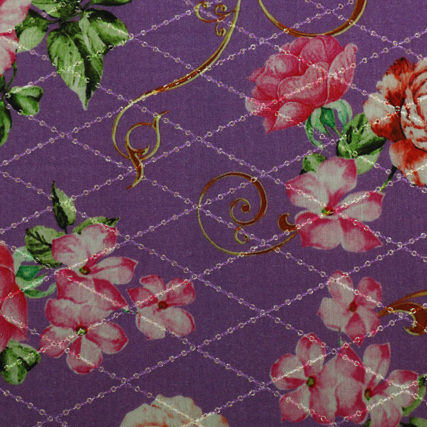 Multi-Color MulMul silk Print Embroidery Fabric