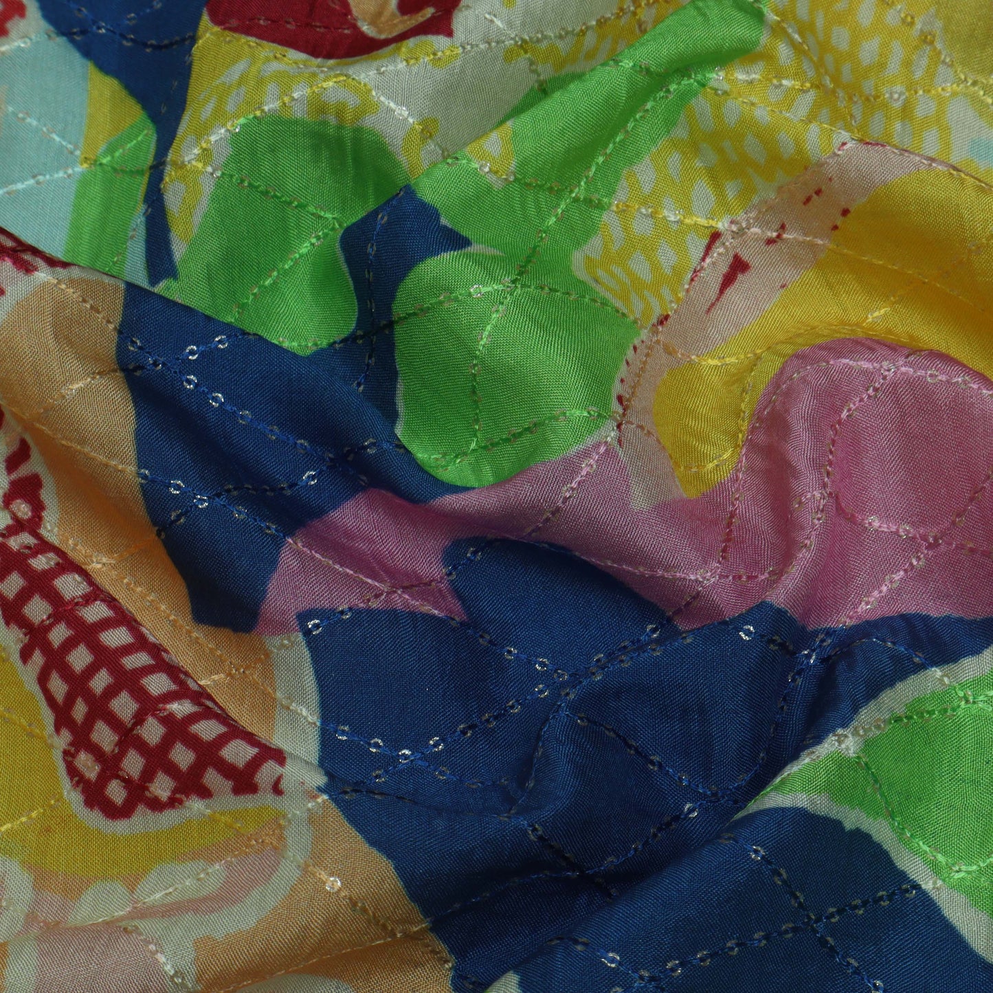 Multi-Color MulMul silk Print Embroidery Fabric