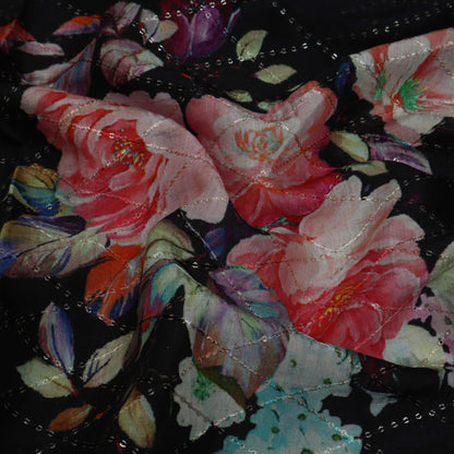 Multi-Color MulMul silk Print Embroidery Fabric