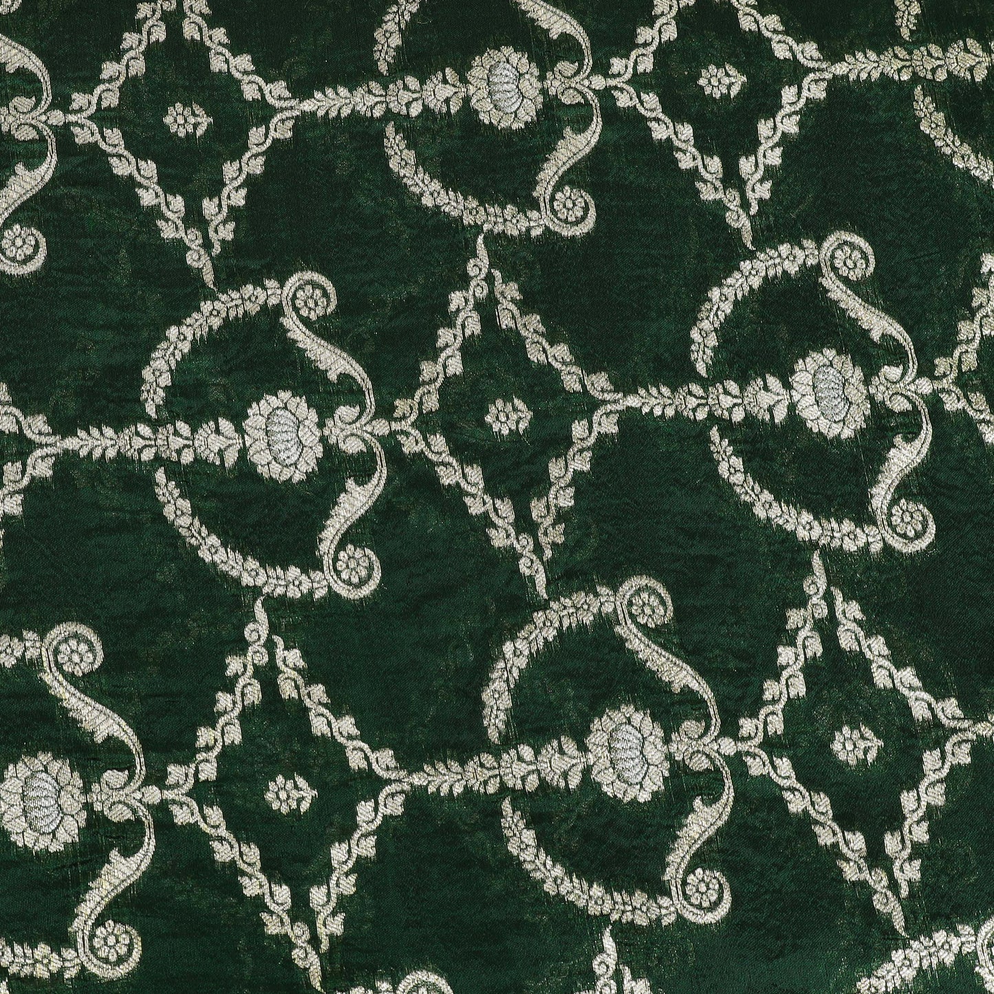 BOTTLE GREEN Color Katan Dupion Silk Brocade Fabric