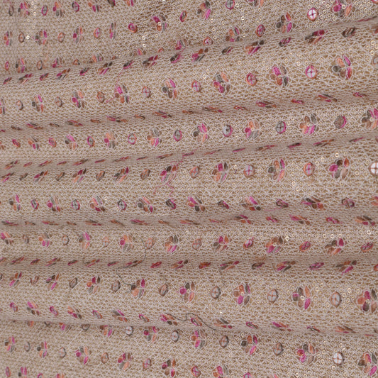 Beige Color Georgette Embroidery Fabric