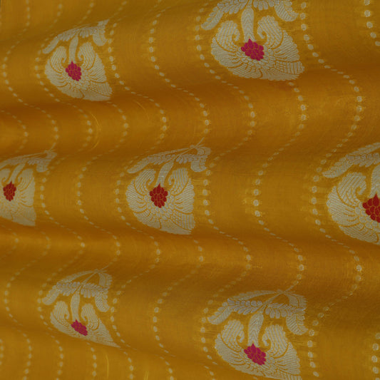 Mustard Color Katan Dupion Silk Brocade Fabric
