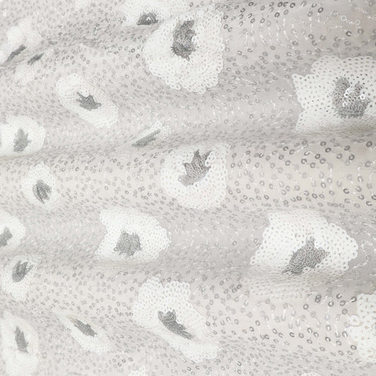 White Color Georgette Embroidery Fabric