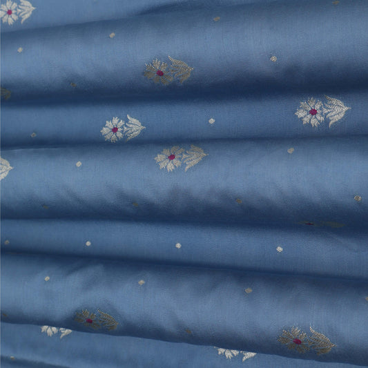 Sky Blue Color CHINNIA ZARI Brocade Fabric