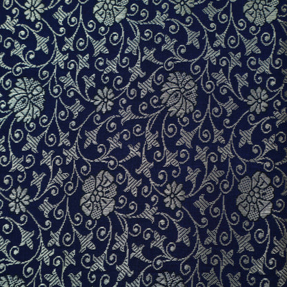 NAVY BLUE Color SATIN Brocade Fabric