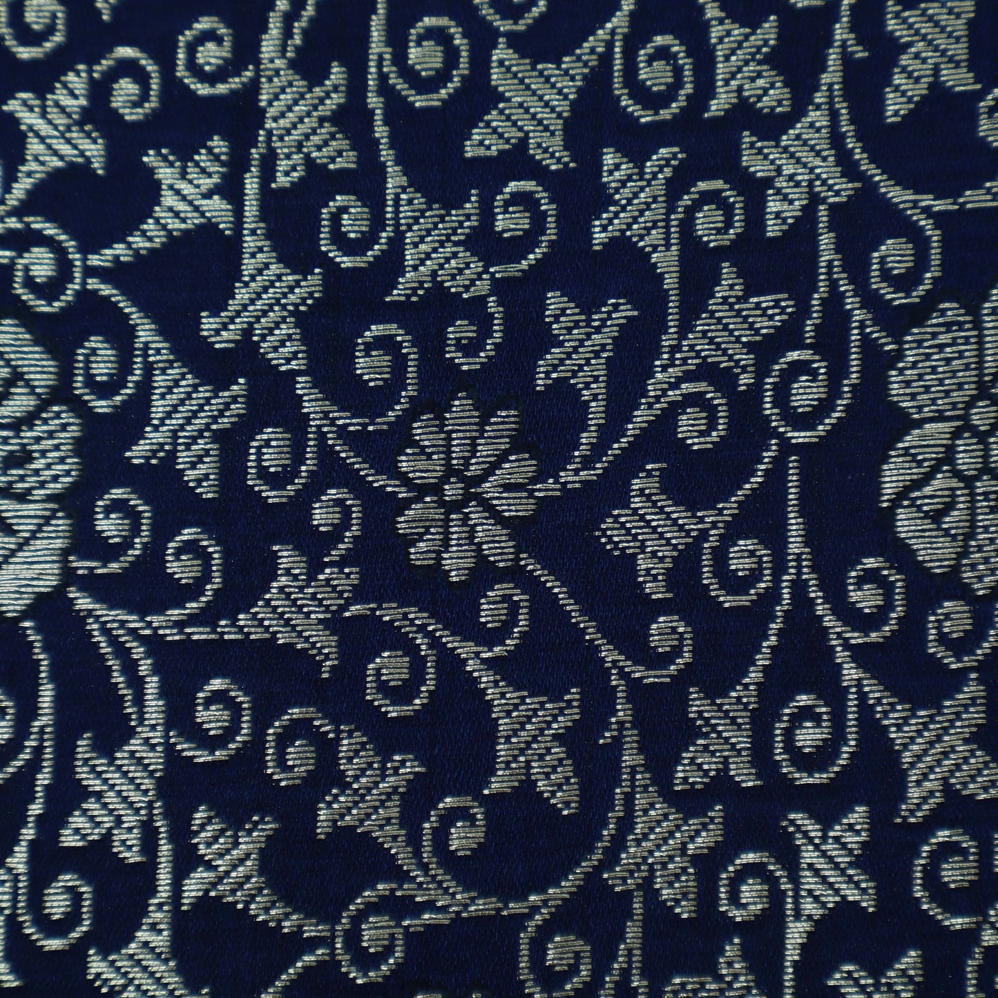 NAVY BLUE Color SATIN Brocade Fabric