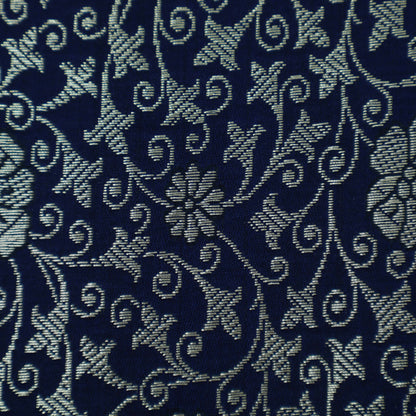 NAVY BLUE Color SATIN Brocade Fabric