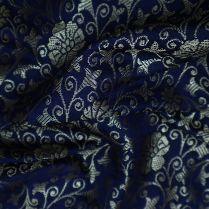 NAVY BLUE Color SATIN Brocade Fabric