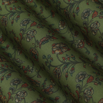 Green Muslin Print Fabric