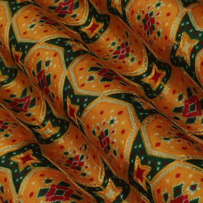 YELLOW Color Upada Silk Print Embroidery Fabric