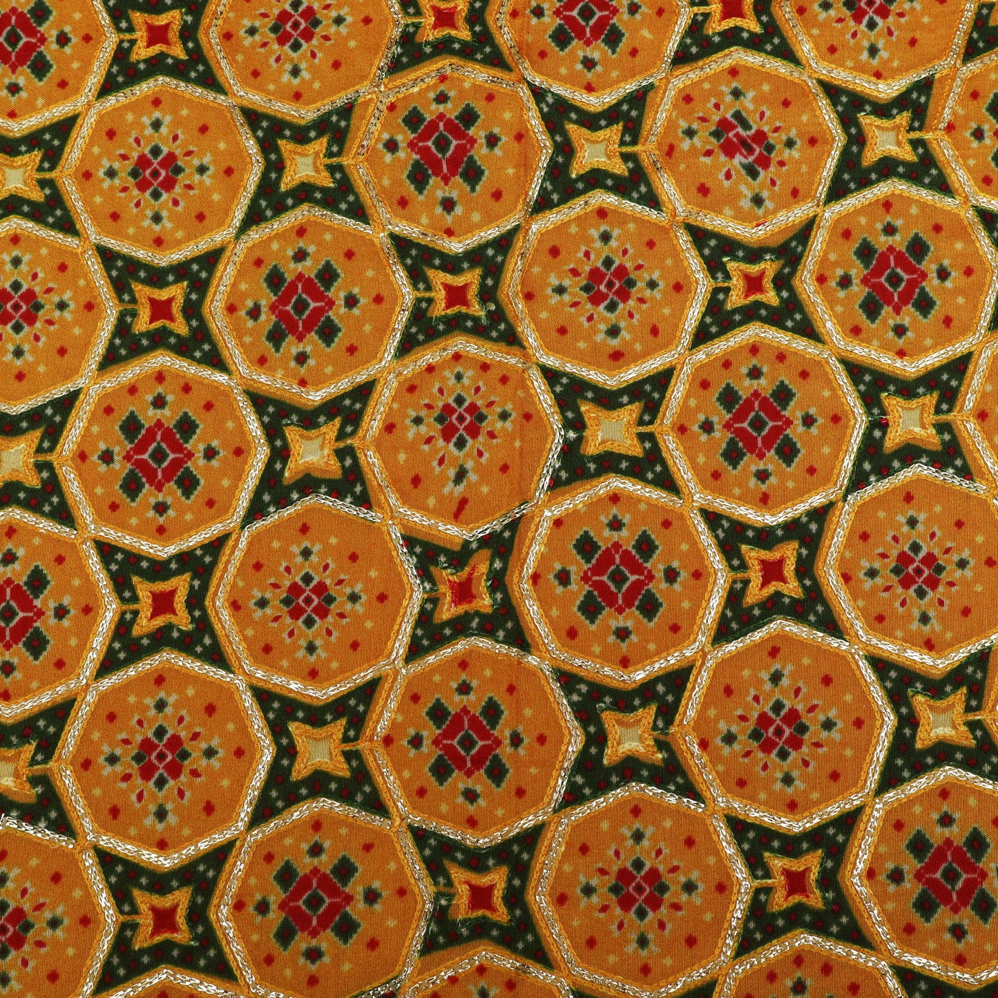 YELLOW Color Upada Silk Print Embroidery Fabric